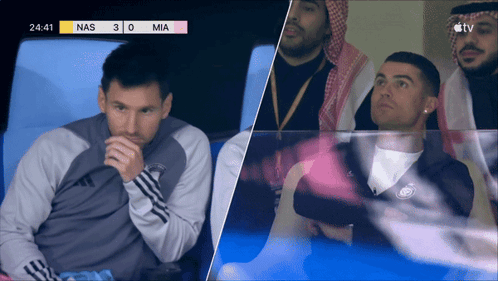 Messi And Ronaldo Watching Game Split Screen GIF