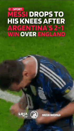 Messi Drops To His Knees After Argentina Won Over England GIF