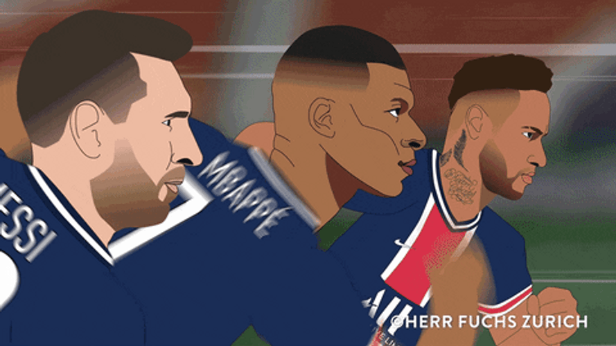 Messi Football Team Running Animation GIF 