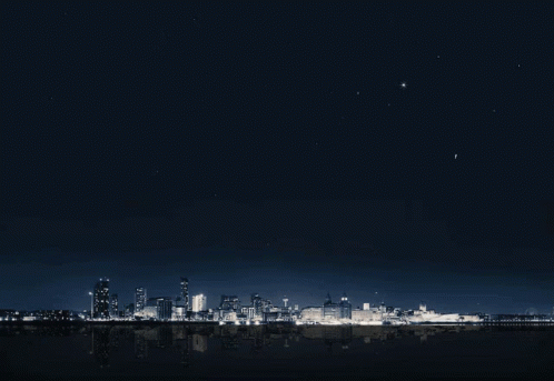 Meteor Shower Cityscape Night Sky GIF