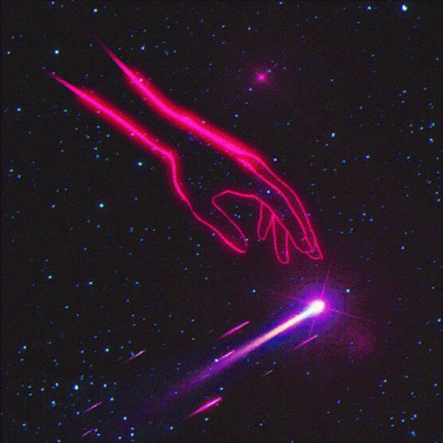 Meteor Shower Neon Hand Reaching Out GIF