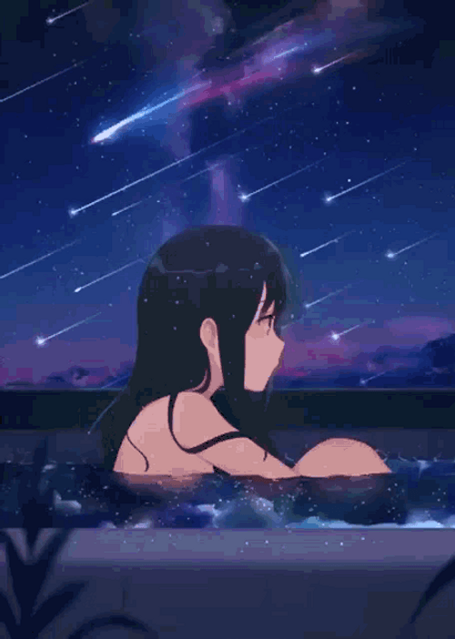 Meteor Star Shower Anime Girl GIF