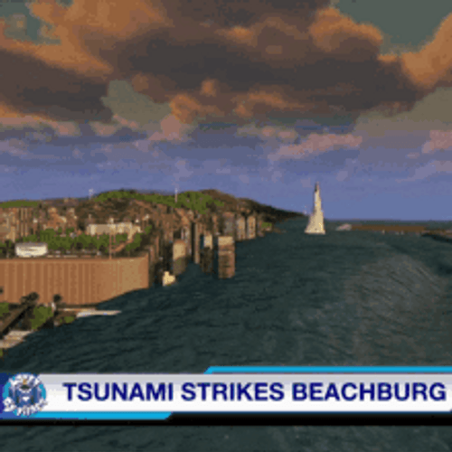 Meteor Strikes Tsunami GIF