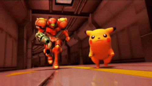 Metroid Chasing Pikachu GIF