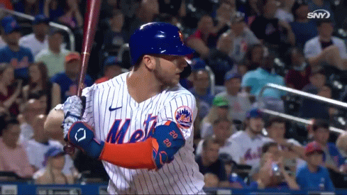 Mets Baseball Player Swinging Bat