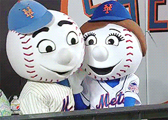 Mets Mascots Mr And Mrs Met Waving GIF