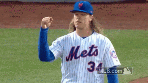Mets Player in Blue Hat and Jersey
