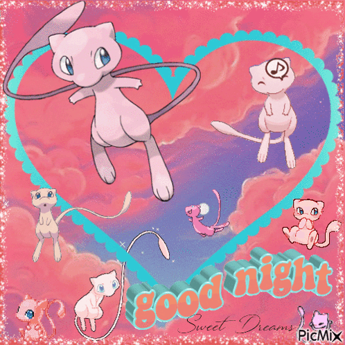 Mew in Heart Saying Good Night Sweet Dreams