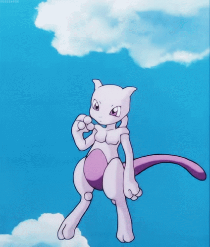 Cute Pokemon Mewtwo Floating GIF