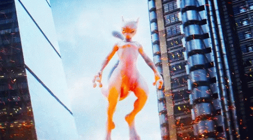 Mewtwo Pokemon Mid Air Ember Flying GIF