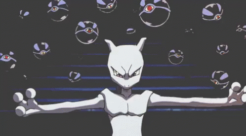 Fierce Eyes Mewtwo Unwavering Stare GIF