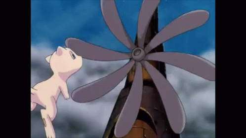Mewtwo Mew Riding Rotor Blade GIF