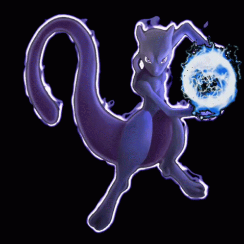Psychic Pokemon Mewtwo Launching Telekinetic Ball GIF