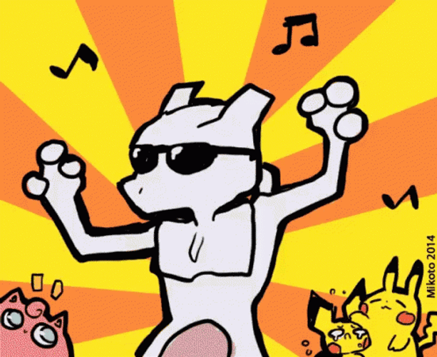 Mewtwo Dancing Colorful Hue Background GIF
