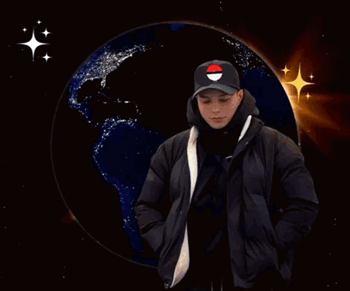 Mewtwo Standing in Front of a Planet