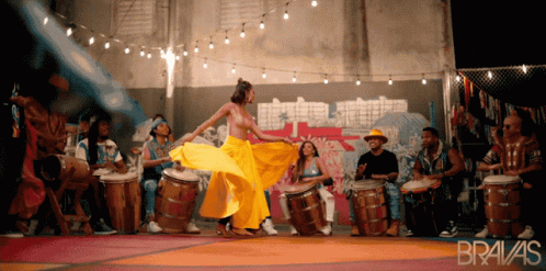 Sexy Lady Mexican Dancing Yellow Skirt GIF