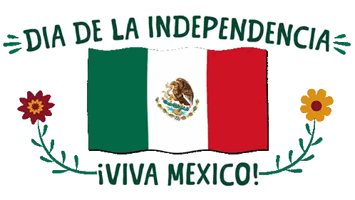 Mexican Flag Surrounded By Flowers And Viva Mexico
