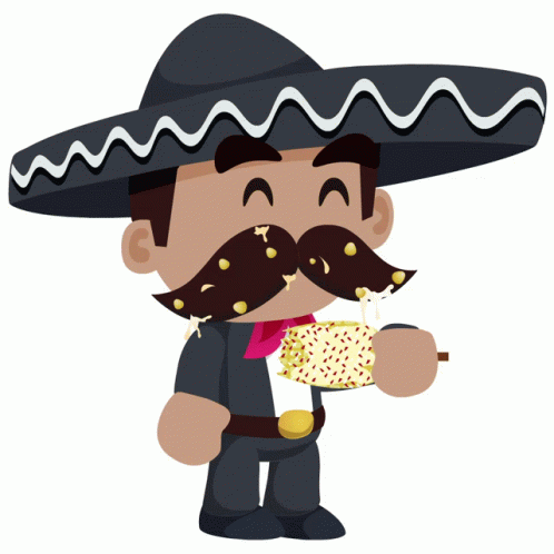 Mexican Man in Sombrero Eating Corn
