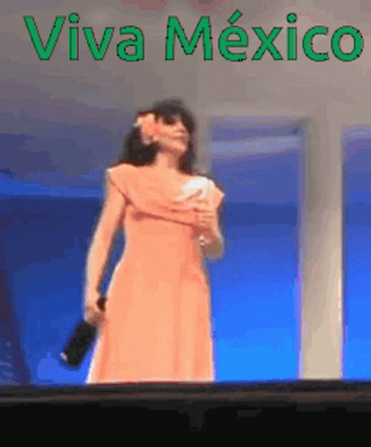 Woman Raising Wine Glass Viva Mexico GIF