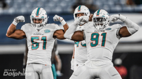 Miami Dolphins Players Flexing Muscles GIF