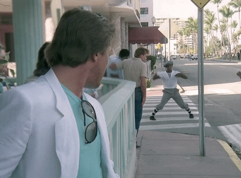 Miami Vice James Crockett Watching Street Dancer GIF