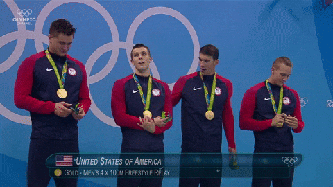 Michael Phelps Group Photo With Other Winners GIF