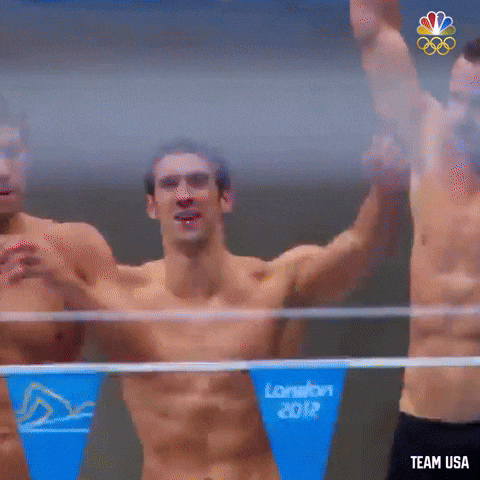 Michael Phelps High Five With Other Swimmers GIF