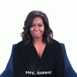 Michelle Obama Is Sitting In A Chair And Says Girl You Have Done It Again GIF