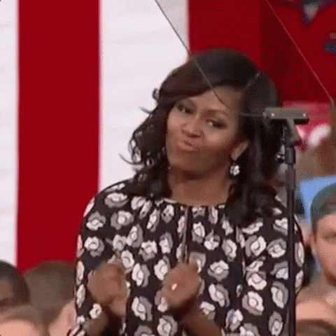 Michelle Obama Making Funny Face at Microphone
