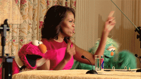 Michelle Obama With Elmo Dancing GIF