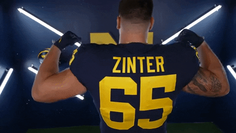 Michigan Football Zak Zinter Flexing Muscles GIF