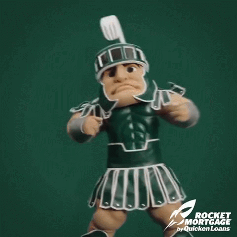 Michigan State Spartans Mascot Holding Spear