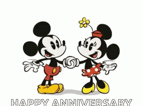 Mickey And Minnie Mouse Holding Hands Kissing GIF