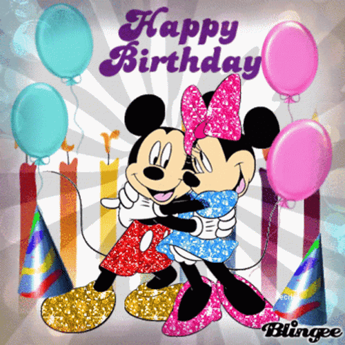 Mickey And Minnie Mouse Hug Disney Happy Birthday GIF