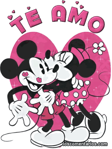 Mickey and Minnie Mouse Kissing Te Amo