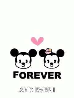 Mickey and Minnie Mouse With Heart Saying Forever and Ever