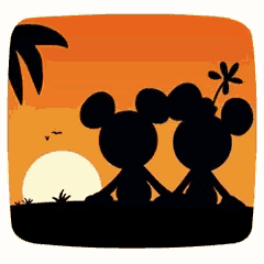 Mickey And Minnie Sunset Couple Gif GIF