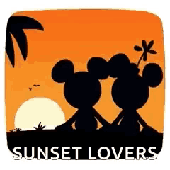 Mickey And Minnie Sunset Couple Gif GIF
