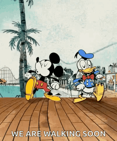 Mickey Mouse and Donald Duck Walking