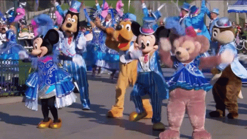 Mickey Mouse And Friends Dance In Disneyland GIF