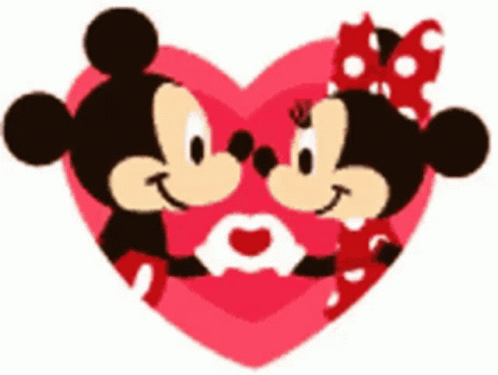 Mickey Mouse And Minnie Mouse Holding Hands In A Heart GIF