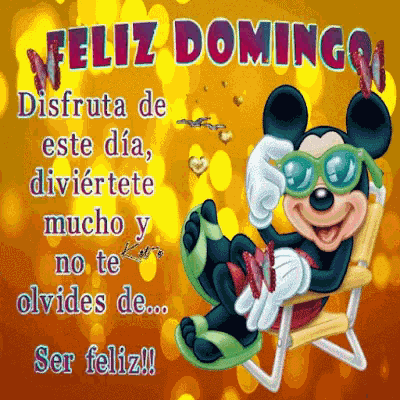 Mickey Mouse Chilling Feliz Domingo Fun Art GIF