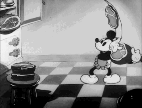 Mickey Mouse Cuts And Arranges The Meat Perfectly GIF