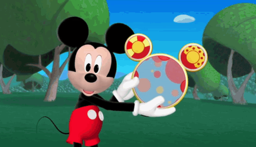 Mickey Mouse Holding Blue Ball