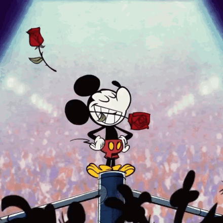 Mickey Mouse Holding Rose And Smiling GIF