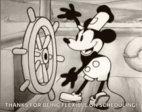 Mickey Mouse Holding Steering Wheel Thanks