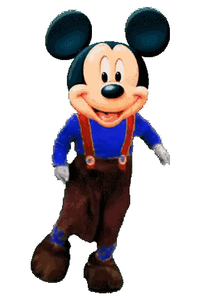 Mickey Mouse in Blue Shirt and Brown Suspenders