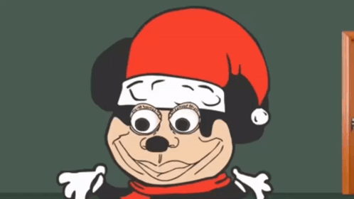 Mickey Mouse In Red Hat And Scarf GIF