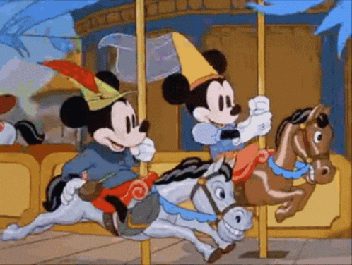 Mickey Mouse Kiss On Merry Go Round GIF