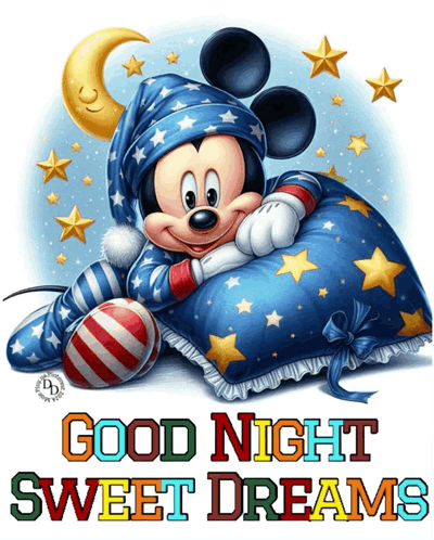 Mickey Mouse Lying On Pillow Good Night GIF
